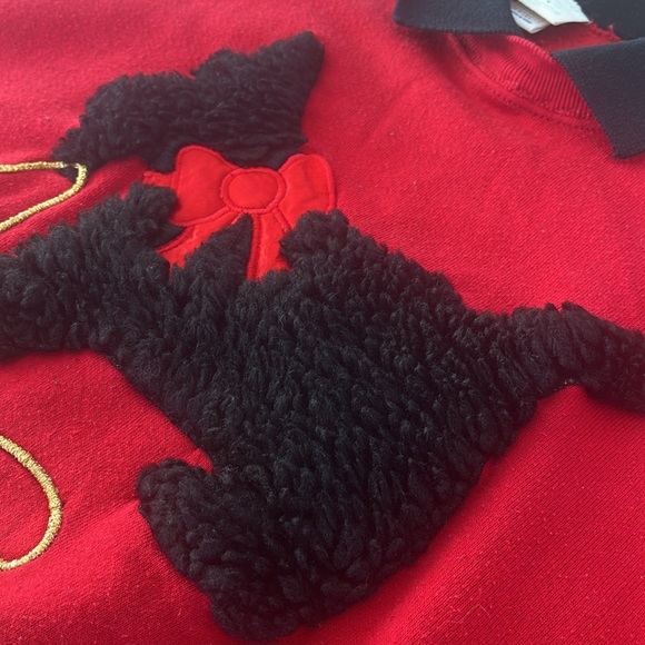 Vintage Just Ducky Scottie Dog Sweatshirt Womens XXL 80s Faux Fur Appliqué USA - Picture 7 of 14